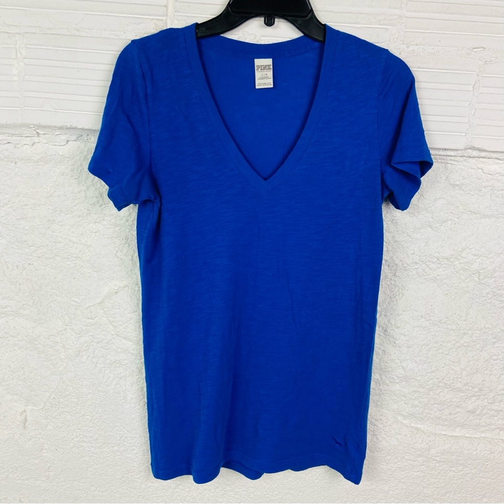 PINK Victoria's Secret Royal Blue V-Neck Tee size large